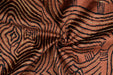 Heavy Weight Brown Rust Abstract Geometric Cut Velvet Upholstery Fabric For Chair|Wavy Contour Pattern|Luxury Designer Fabric for Sofa