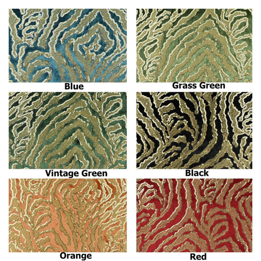 Heavy Weight Luxury Green Gold Sequin Embroidered Zebra Cut Velvet Upholstery Fabric|Designer Abstract Striped Fabric for Sofa and Chair