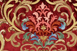 Heavy Weight Red Green Gold Damask Floral Embroidered Cut Velvet Upholstery Fabric For Chair|Luxury Colorful Flower Fabric with Sequins