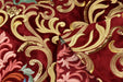 Heavy Weight Red Green Gold Damask Floral Embroidered Cut Velvet Upholstery Fabric For Chair|Luxury Colorful Flower Fabric with Sequins