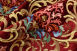 Heavy Weight Red Green Gold Damask Floral Embroidered Cut Velvet Upholstery Fabric For Chair|Luxury Colorful Flower Fabric with Sequins