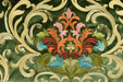 Heavy Weight Green Red Gold Damask Floral Embroidered Cut Velvet Upholstery Fabric For Chair|Luxury Colorful Flower Fabric with Sequins