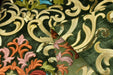 Heavy Weight Green Red Gold Damask Floral Embroidered Cut Velvet Upholstery Fabric For Chair|Luxury Colorful Flower Fabric with Sequins