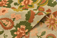 Heavy Weight Linen Blend Rust Green Gold Embroidered Floral Paisley Fabric Upholstery Fabric|Boho Vintage Fabric for Sofa Chair and Cushion