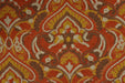 Heavy Weight Linen Blend Rust Brown Gold Embroidered Floral Damask Fabric Upholstery Fabric| Vintage Fabric for Sofa Chair and Cushion