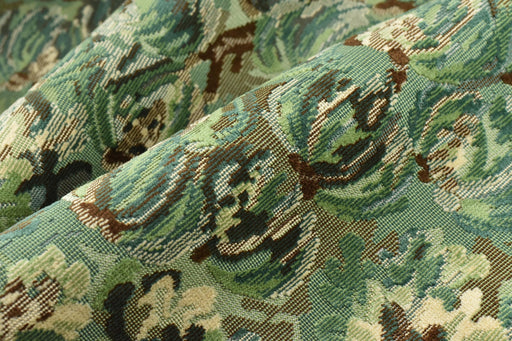 Designer Heavy Weight Cotton Linen Blend Green Teal Floral Cut Velvet Upholstery Fabric For Chair|Vintage Botanical Fabric for Sofa Cushion