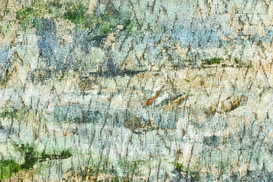 Designer Heavy Weight Abstract Painterly Cut Velvet Upholstery Fabric For Chair|Watercolor Green Blue Cream Velvet for Sofa Furniture