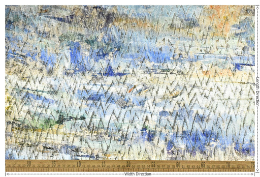 Designer Heavy Weight Abstract Painterly Cut Velvet Upholstery Fabric For Chair|Watercolor Blue Cream Rust Velvet for Sofa Furniture