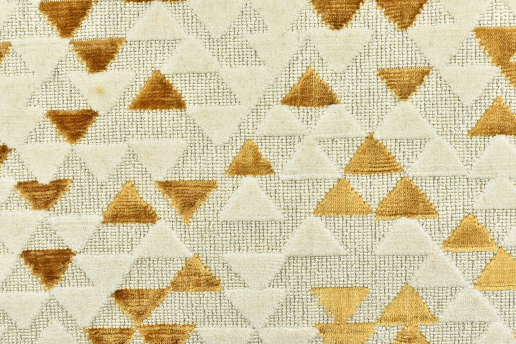 Heavy Weight Cotton Linen Blend Gold Geometric Cut Velvet Upholstery Fabric For Chair|Triangle Velvet|Vintage Furniture Fabric for Sofa