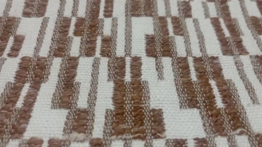 Rust Brown Abstract Geometric Stripe Linen Blend Upholstery Fabric|Extra Heavy Weight Chunky Furniture Upholstery For Chair,Bench,Couch