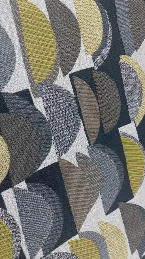 Geometric Half Moon Jacquard Upholstery Fabric in Taupe|Yellow Green Upholstery Fabric For Dining Chair,Sofa, Couch