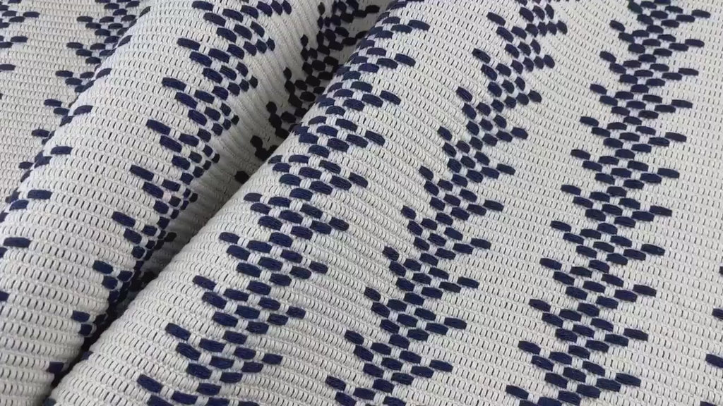 Heavy Weight Geometric Pillow Upholstery Fabric|Jacquard Cotton Fabric|Vintage Tapestry Fabric|Tablecloth Fabric|Furniture fabric Navy Blue