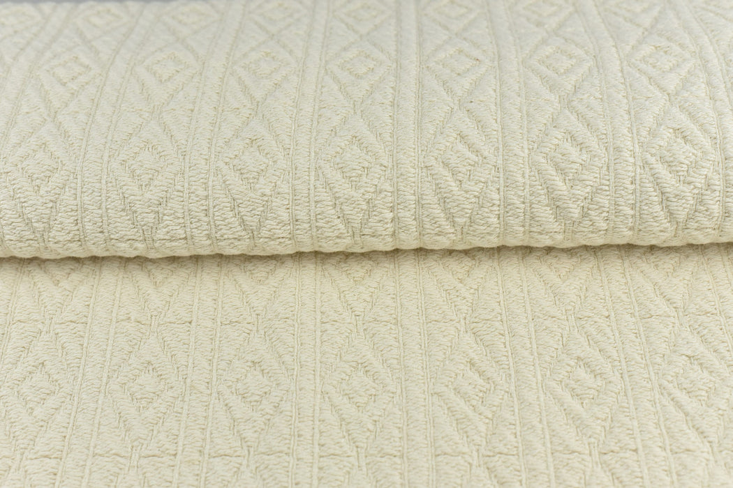 100% Pure Cotton Heavy Weight Diamond Geometric Upholstery Fabric|Cream White Jacquard Upholstery Fabric For Bedding,Chair,Couch-52"W/760GSM