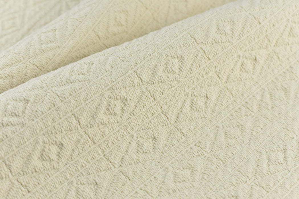 100% Pure Cotton Heavy Weight Diamond Geometric Upholstery Fabric|Cream White Jacquard Upholstery Fabric For Bedding,Chair,Couch-52"W/760GSM