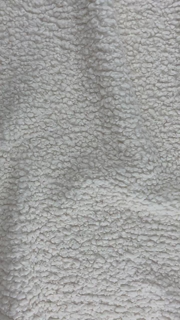 Heavy Weight Natural White Sherpa Boucle Faux Fur Upholstery Fabric By The Yard Home Decor Furniture Chair Sofa Pillow