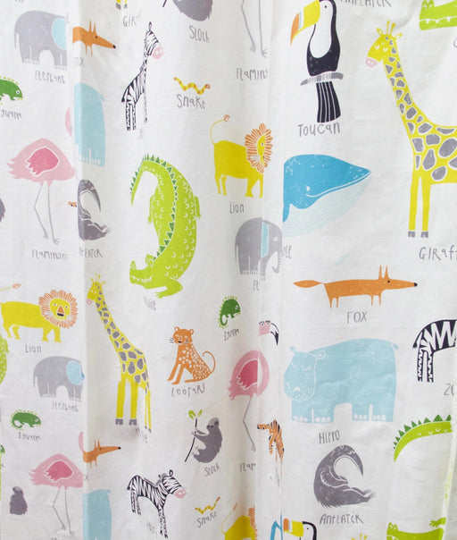 Animal Zoo Kids Room 100% Pure Cotton Curtain Fabric By The Yard|Pure Cotton Animal Printed Nursery Decor Drapery Fabric