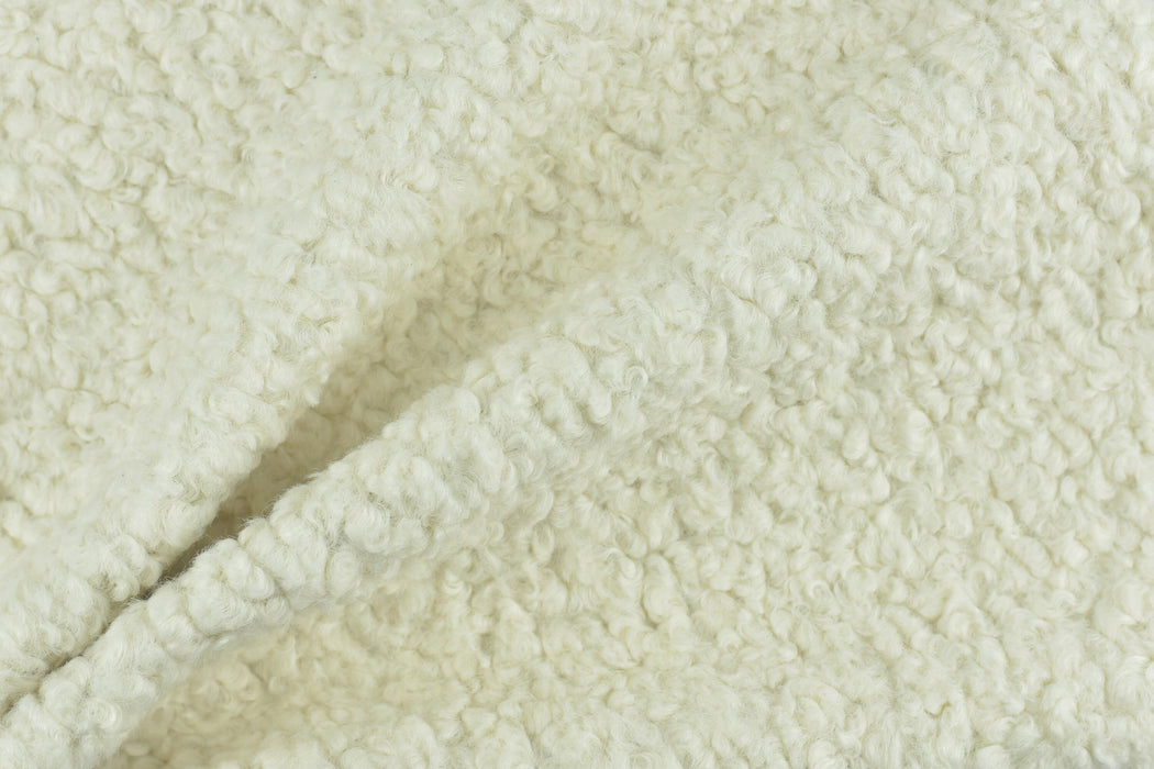 Cream Sherpa Fabric Suede Backing Natural Sheepskin Faux Fur Heavy Weight Chunky Textured Upholstery Fabric By The Yard