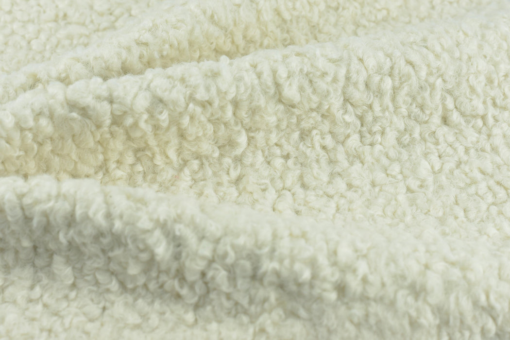 Cream Sherpa Fabric Suede Backing Natural Sheepskin Faux Fur Heavy Weight Chunky Textured Upholstery Fabric By The Yard