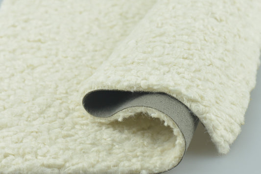 Cream Sherpa Fabric Suede Backing Natural Sheepskin Faux Fur Heavy Weight Chunky Textured Upholstery Fabric By The Yard