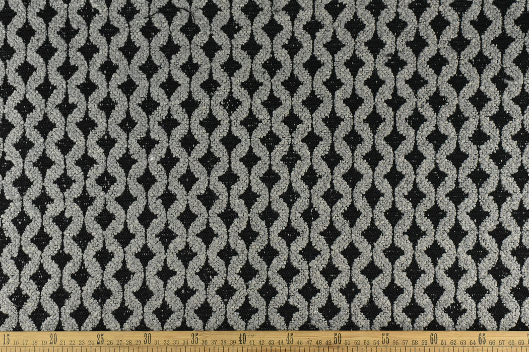 Extra Heavy Weight Geometric Boucle Textured Upholstery Fabric in Black and Grey|Home Decor Unique Jacquard Fabric By The Yard 55"/860GSM