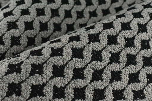 Extra Heavy Weight Geometric Boucle Textured Upholstery Fabric in Black and Grey|Home Decor Unique Jacquard Fabric By The Yard 55"/860GSM