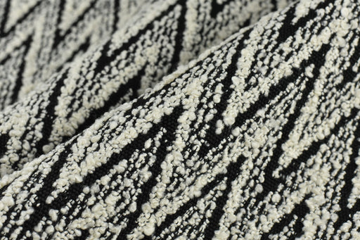 Extra Heavy Weight Herringbone Boucle Textured Upholstery Fabric in Black and White|Designer Geometric Boucle Fabric By The Yard 55"/860GSM