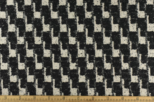 Geometric Pattern Heavy Duty Boucle Upholstery Fabric in Black and White|Cotton Blended Thick Furniture Upholstery Fabric For Chair Couch