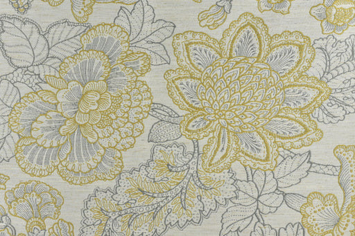 Heaavy Geometric Floral Jacquard Upholstery Fabric in Cream and Yellow|Rustic Linen Blend Upholstery Fabric For Dining Chair,Sofa, Couch