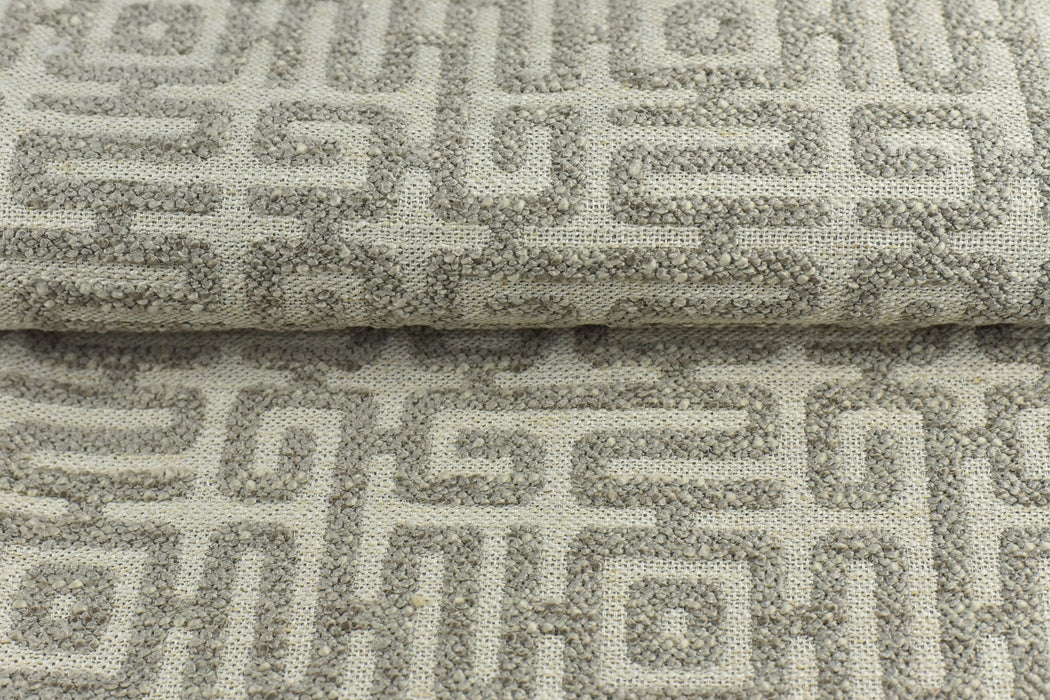 Heavy Duty Furniture Upholstery Dining Chair Cushions Abstract Boucle Geometric Pattern Upholstery Fabric|Cream Grey Linen Blend Sofa Fabric