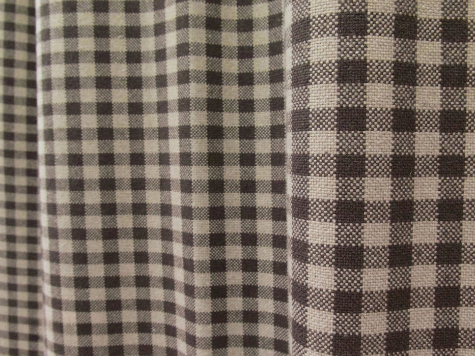 Heavy Duty Wool Blended Taupe and Cream Small Check Upholstery Fabric|Geometric Plaid Chair Fabric|Drapery Furniture Reupholstery Fabric