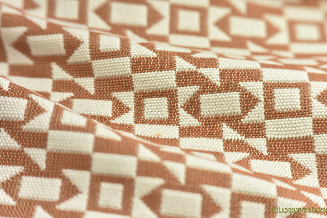 Heavy Weight Textured Geometric Design Jacquard Woven Home Décor Upholstery Fabric By The Yard