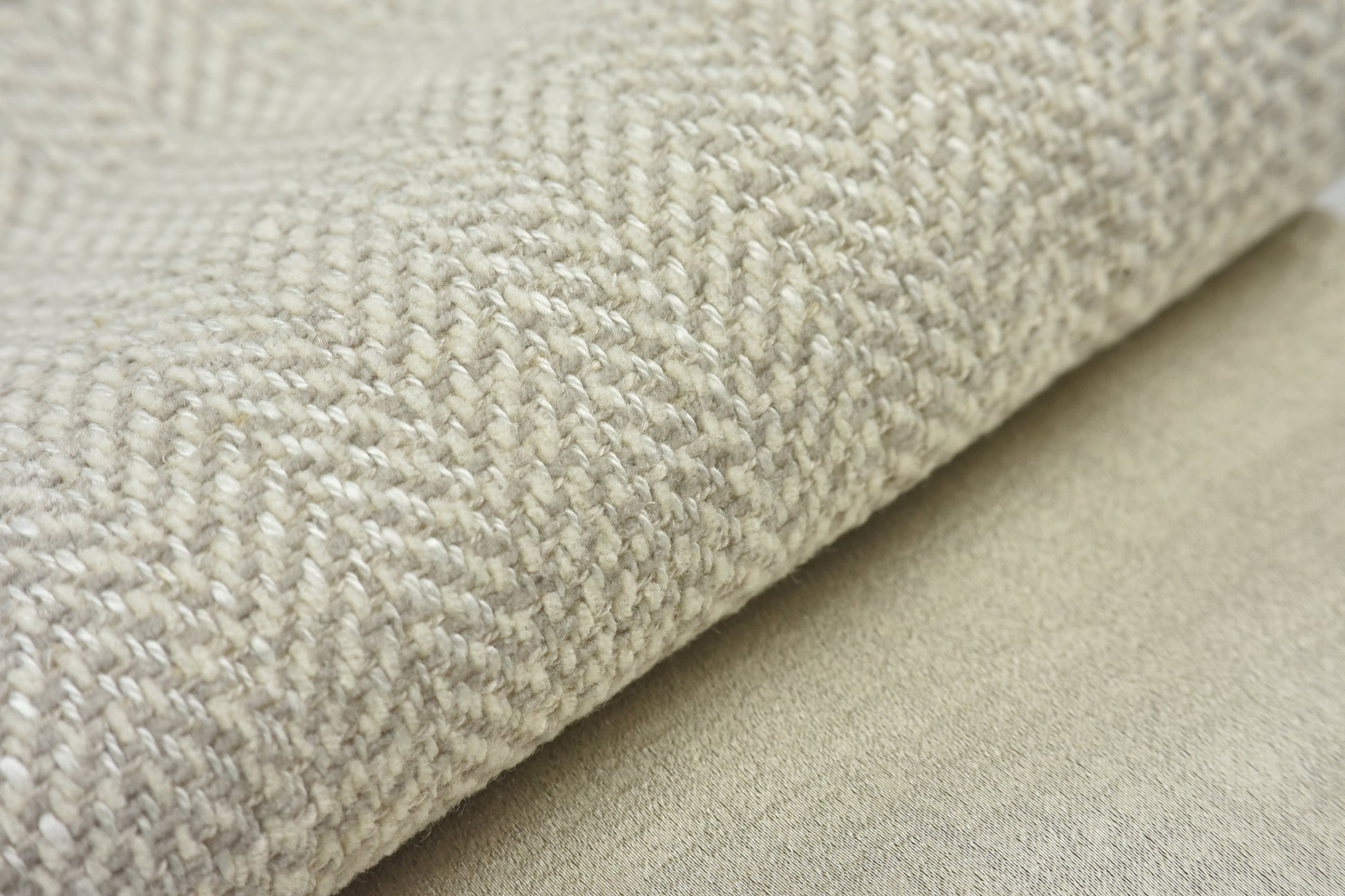 Heavy Weight Vintage Linen Blended Zigzag Taupe White Herringbone Upholstery Fabric By The Yard For Headboard,Cushion,Ottoman,Furniture