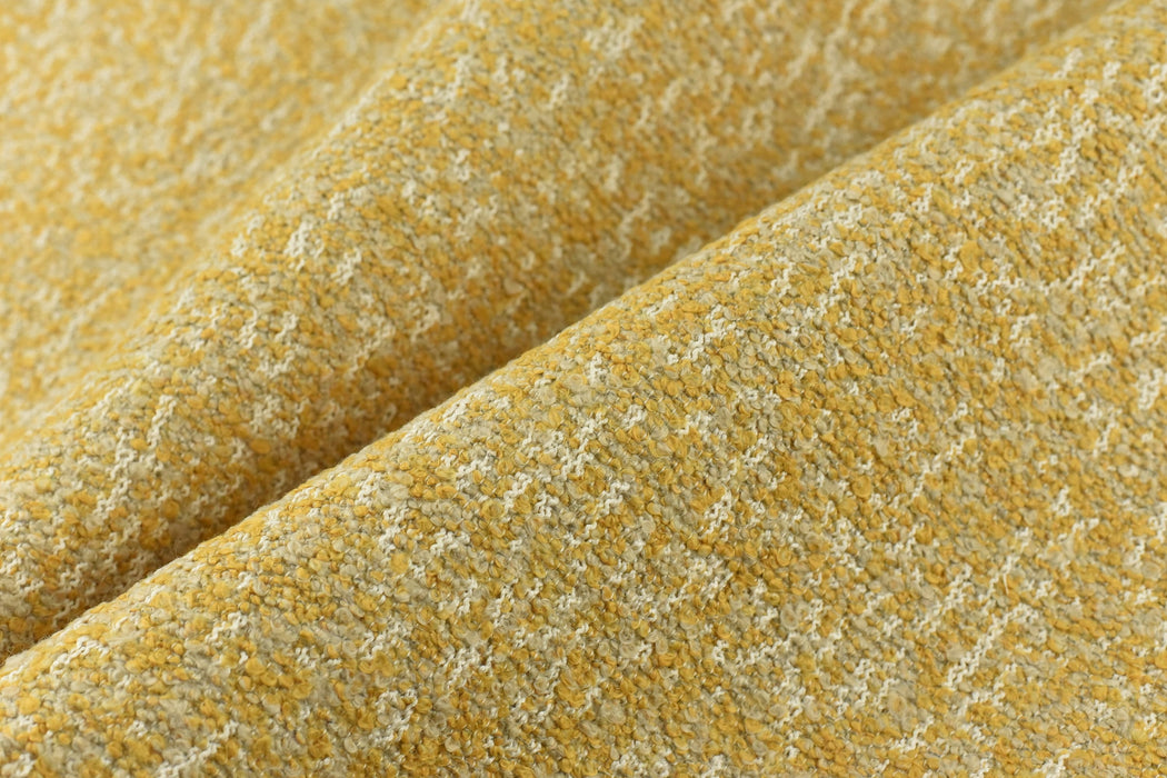 Heavy Weight Yellow and White Textured Boucle Upholstery Fabric|Heavy Duty Upholstery Fabric For Dining Chair,Couch,Stool-55"W/760GSM