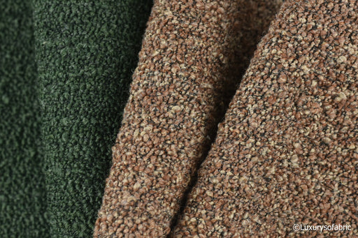 Heavy Wool Blended Green Brown Boucle Fabric Texture Chunky Upholstery Fabric By The Yard/57" Width 610GSM