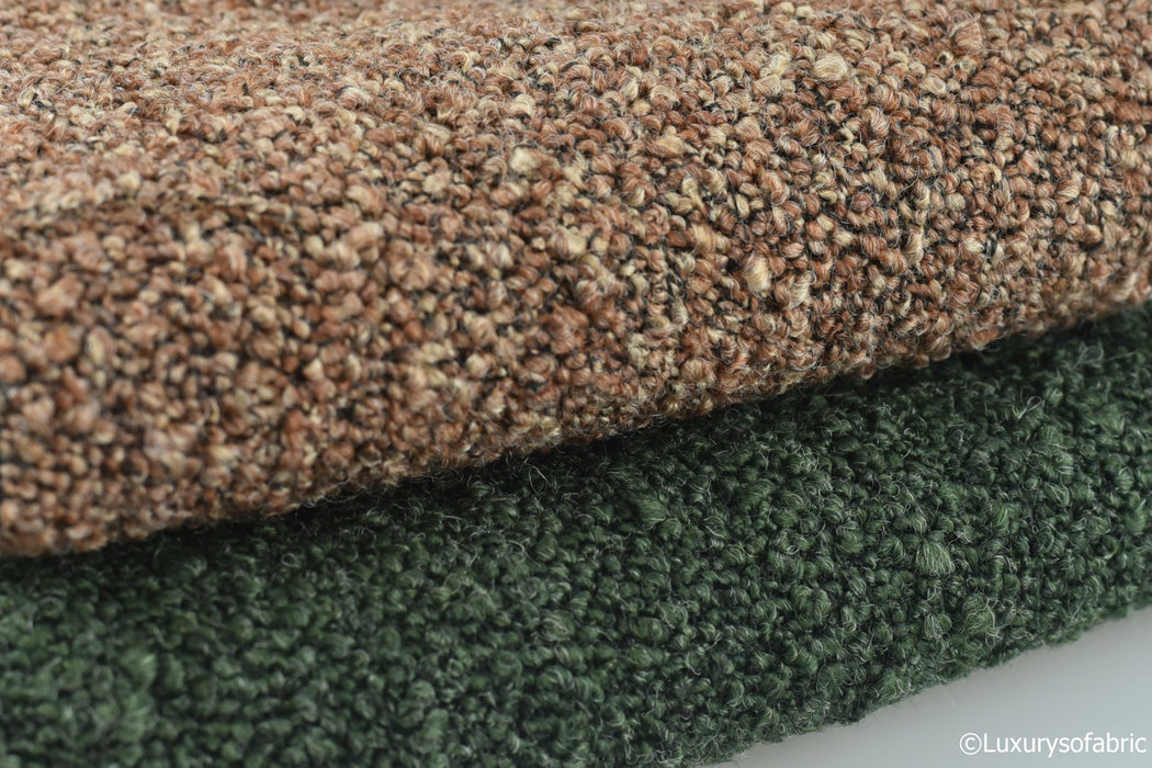 Heavy Wool Blended Green Brown Boucle Fabric Texture Chunky Upholstery Fabric By The Yard/57" Width 610GSM