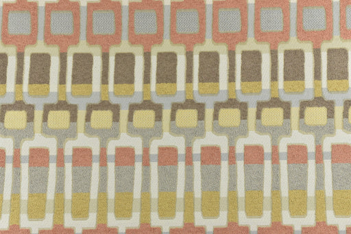 New Rainbow Boucle Jacquard Woven Geometric Upholstery Fabric|Geometric Art Design Fabric In Coral Cream Grey Furnishing Fabric