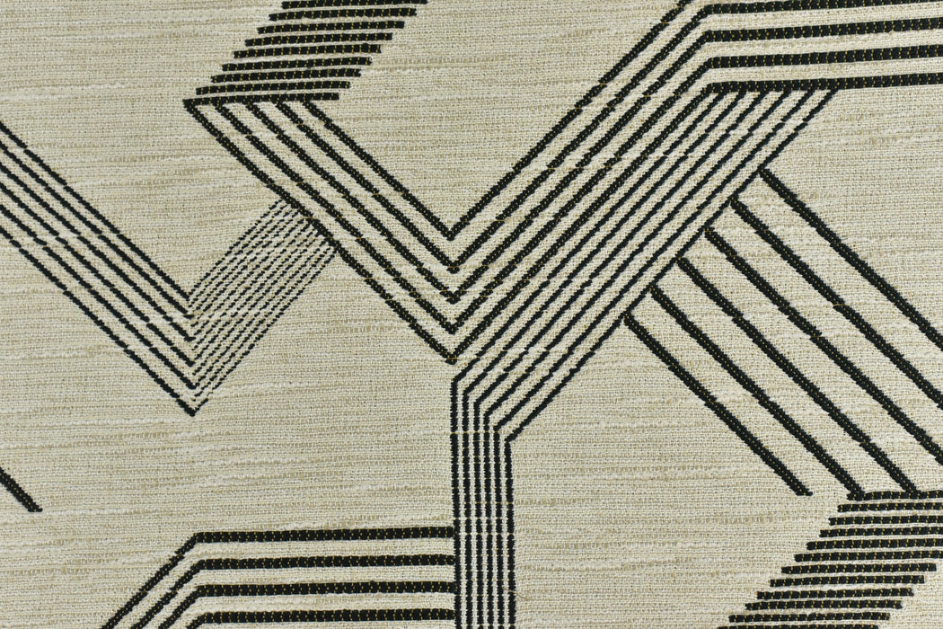 Stylised Stripe Pattern Jacquard Upholstery Fabric in Black Cream|Abstract Geometric Upholstery Fabric For Dining Chair,Sofa, Couch