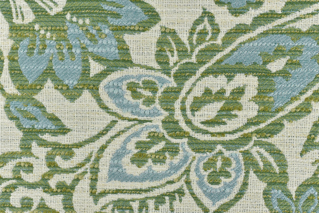 Turquoise Green Blue Floral Jacquard Upholstery Fabric|Floral Pattern Craft Fabric For Dining Chair Pillow Bench