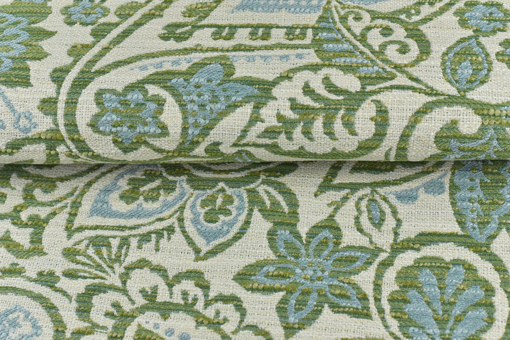 Turquoise Green Blue Floral Jacquard Upholstery Fabric|Floral Pattern Craft Fabric For Dining Chair Pillow Bench