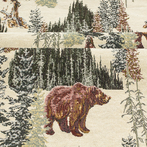 Vintage Art Snow Mountain Bear Animal Thick High grade Jacquard Fabric Skirt Handmade diy Pillow Sofa Cover Fabric 57" WIDTH BEAR