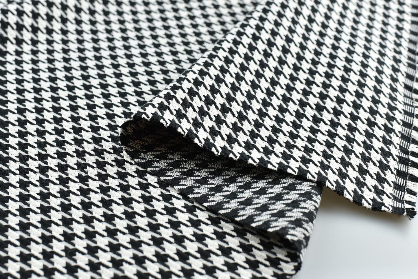 Woven Houndstooth Heavy Duty Upholstery Fabric In Black and white 55" Width-Fabric By The Yard