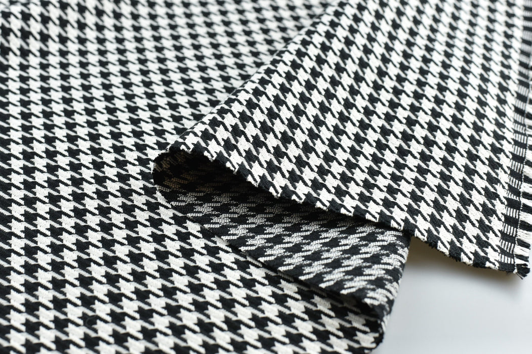 Woven Houndstooth Heavy Duty Upholstery Fabric In Black and white 55" Width-Fabric By The Yard