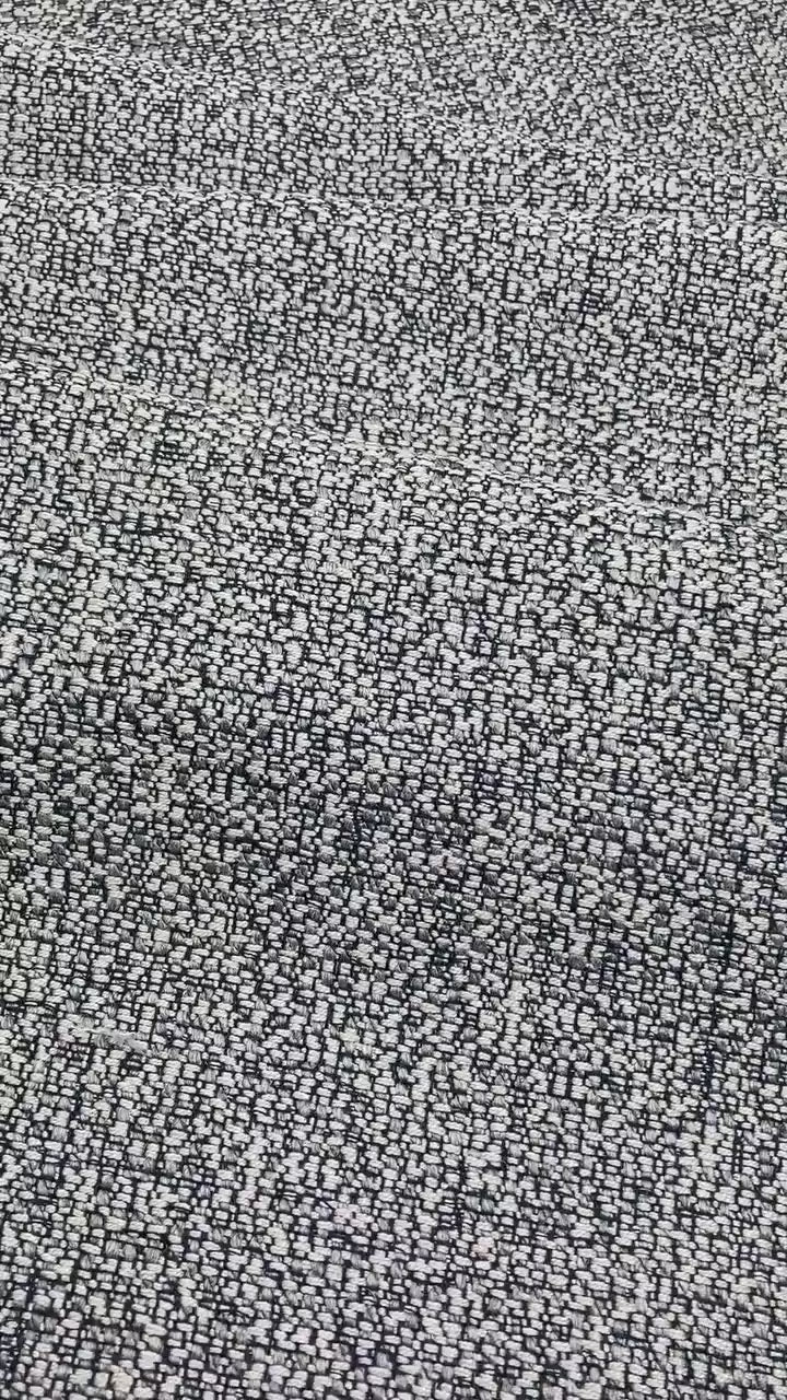 Designer Heavy Weight Textured Black Grey Linen Upholstery Fabric By The Yard For Furniture Home Decor