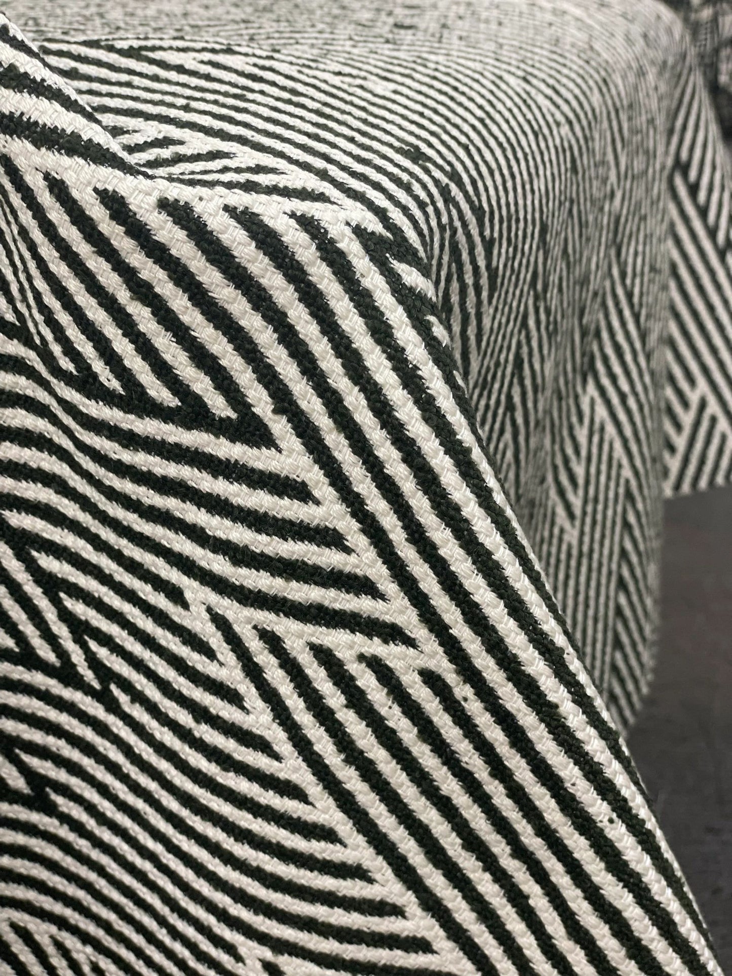 Geometric Striped Jacquard Boucle Upholstery Fabric|Bouble Fabric in Vintage Green and White|Upholstery Fabric By The Yard For Chair Couch