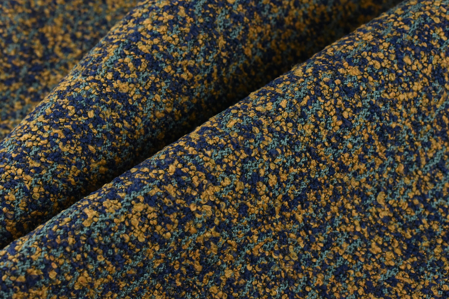Heavy Weight Navy Blue Brown Textured Boucle Upholstery Fabric|Thick Upholstery Fabric For Armchairs,Sofas,Ottomans-55"W/760GSM
