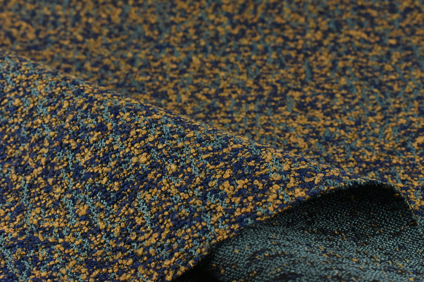 Heavy Weight Navy Blue Brown Textured Boucle Upholstery Fabric|Thick Upholstery Fabric For Armchairs,Sofas,Ottomans-55"W/760GSM